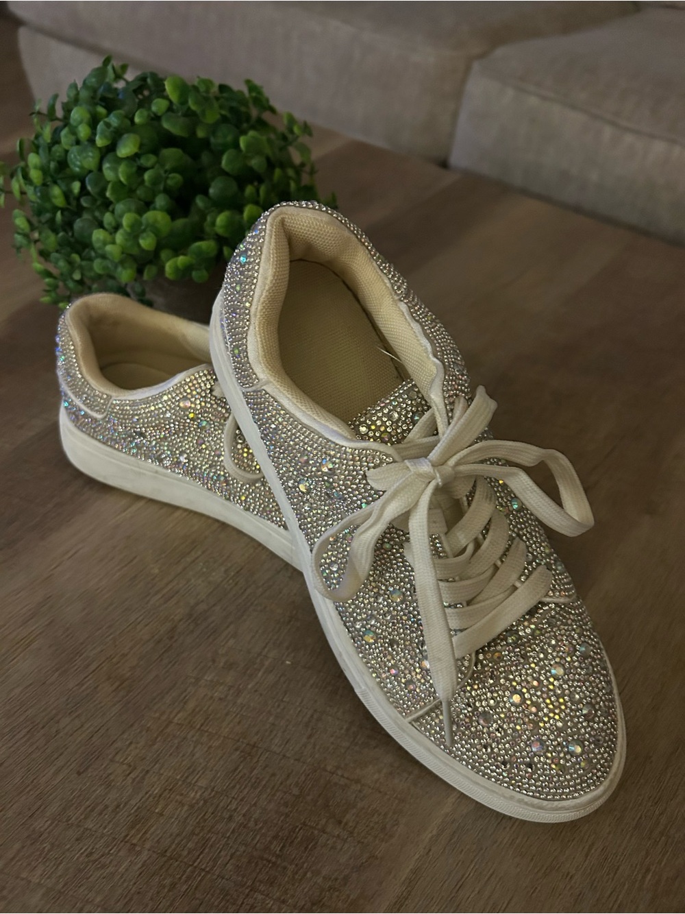 Embellished white Rhinestone Women's Sneakers